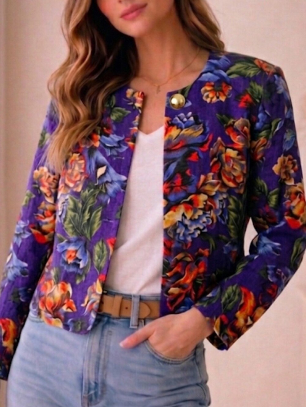 Vintage Norton McNaughton Floral Jacket Blazer Size 8 NWT